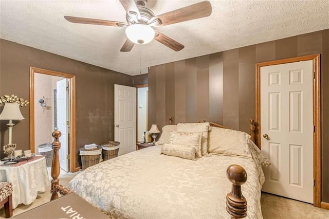 4411 Westerling Ct, Powder Springs, GA 30127 - bedroom featuring light carpet, a textured ceiling, a ceiling fan, and ensuite bath