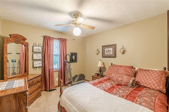 4411 Westerling Ct, Powder Springs, GA 30127 - bedroom with light carpet, a textured ceiling, and ceiling fan