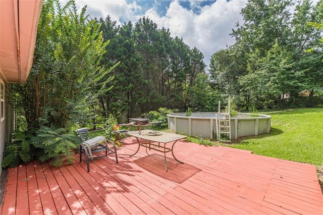 4411 Westerling Ct, Powder Springs, GA 30127 - wooden deck featuring an outdoor pool and a yard