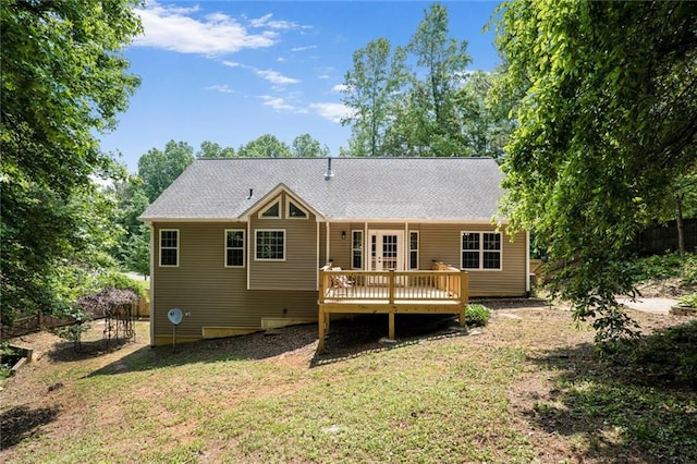 232 Barrett Springs Way, Canton, GA 30115 - rear view of house featuring a wooden deck, a yard, and roof with shingles