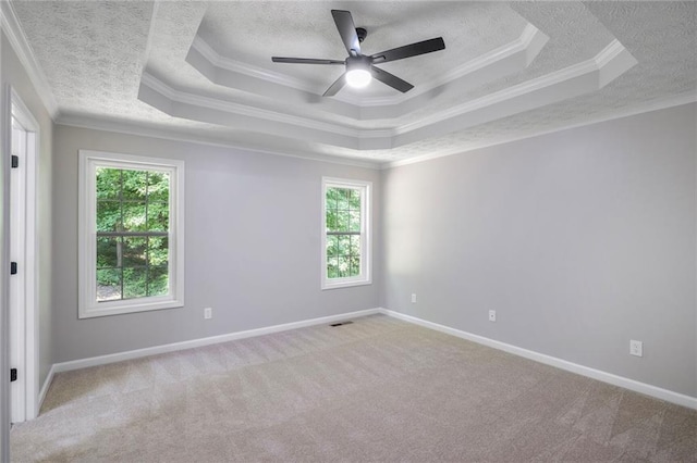 232 Barrett Springs Way, Canton, GA 30115 - carpeted spare room with a textured ceiling, a tray ceiling, healthy amount of natural light, ornamental molding, and ceiling fan