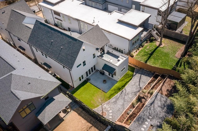 bird's eye view with a residential view