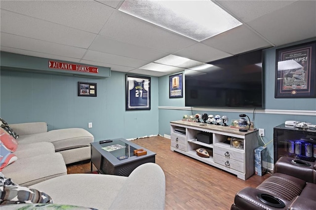 9470 Hillside Dr, Roswell, GA 30076 - living area featuring wood finished floors and a paneled ceiling