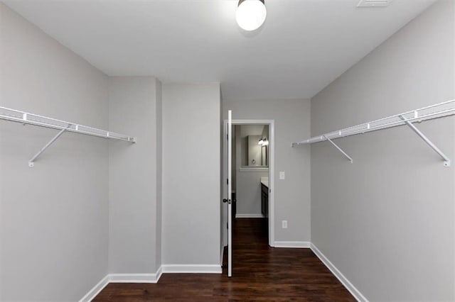 walk in closet featuring dark hardwood / wood-style flooring