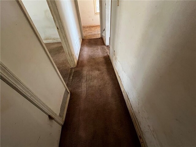 hall with dark carpet