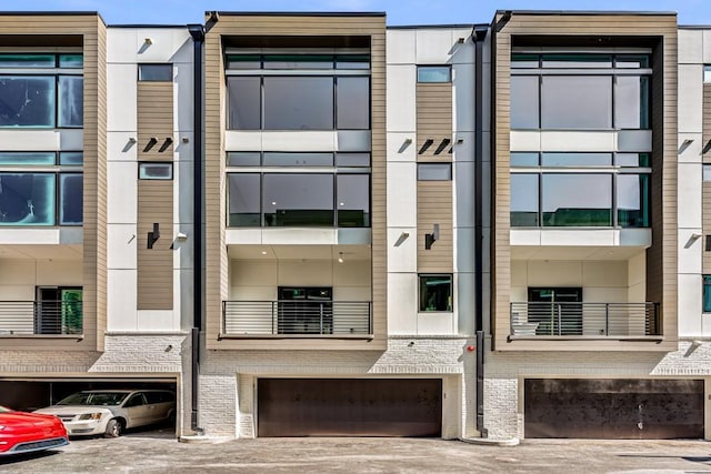 view of building exterior featuring a garage