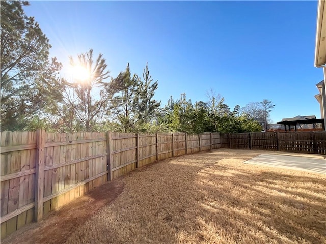 view of yard featuring a patio and a fenced backyard