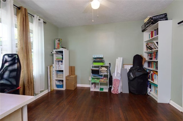 4699 Ballew Dr, Powder Springs, GA 30127 - office space featuring a textured ceiling, wood finished floors, ceiling fan, and baseboards