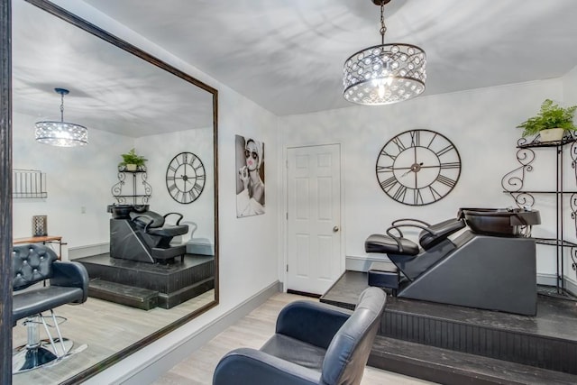 interior space with light hardwood / wood-style floors