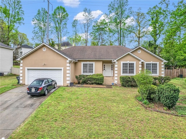 1574 Glenfield Dr, Lawrenceville, GA 30043 - ranch-style home with driveway, stucco siding, and an attached garage