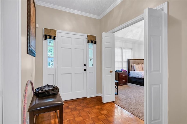 1574 Glenfield Dr, Lawrenceville, GA 30043 - foyer with crown molding, baseboards, and a textured ceiling