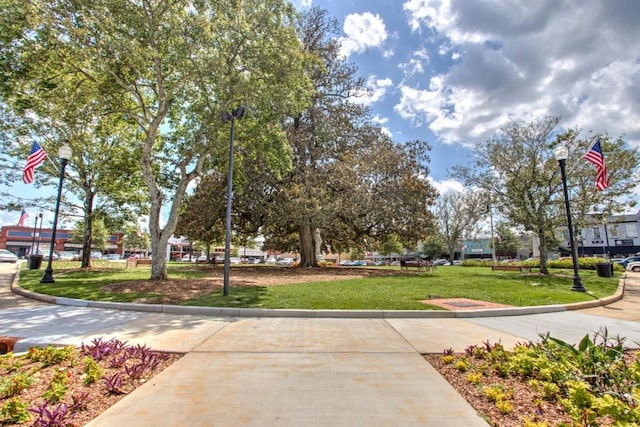 view of home's community with a yard