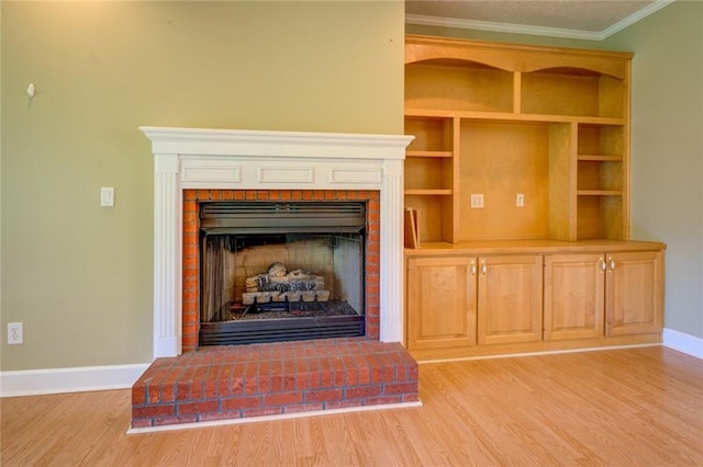 172 Lakeview Dr, Newborn, GA 30056 - detailed view of ornamental molding, wood finished floors, and a fireplace