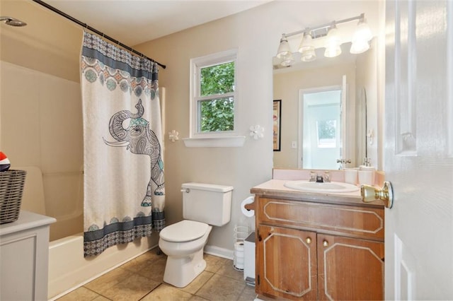 141 Mills Creek Path, Hiram, GA 30141 - full bath with vanity, toilet, tile patterned flooring, shower / bath combo with shower curtain, and baseboards