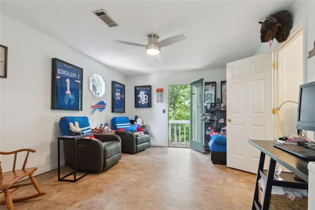 141 Mills Creek Path, Hiram, GA 30141 - sitting room with ceiling fan and baseboards