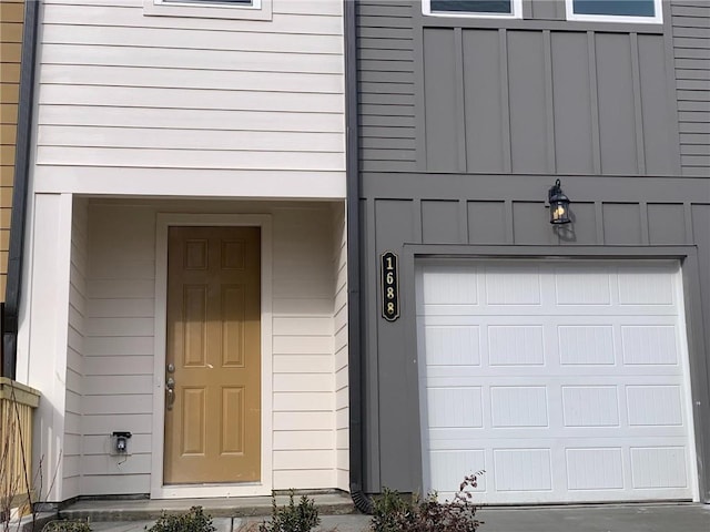 entrance to property with a garage