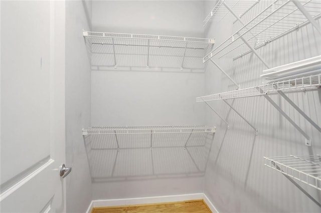 spacious closet with wood finished floors