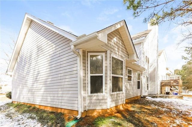 view of snow covered property