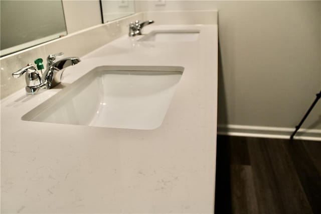 room details with wood-type flooring and sink