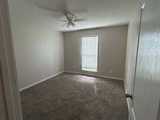 176 Elbert St, Chatsworth, GA 30705 - carpeted spare room with a ceiling fan, baseboards, and a textured ceiling