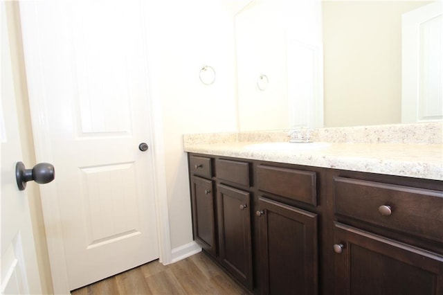 bathroom featuring wood-type flooring and vanity