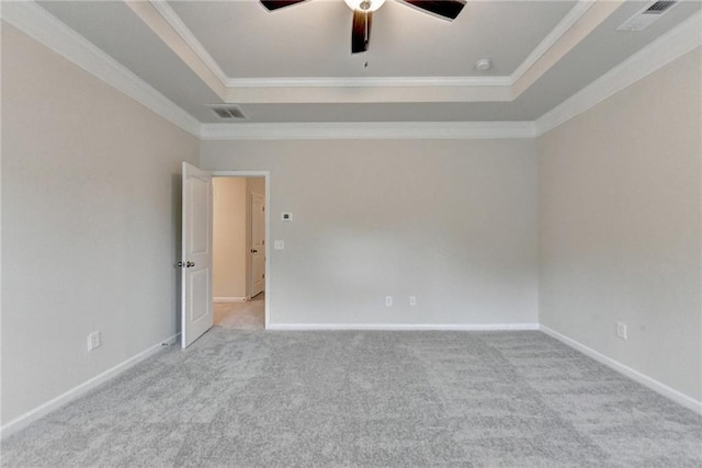 1431 Winding Ridge Trl, Buford, GA 30548 - carpeted spare room featuring a raised ceiling, crown molding, ceiling fan, and a smoke detector