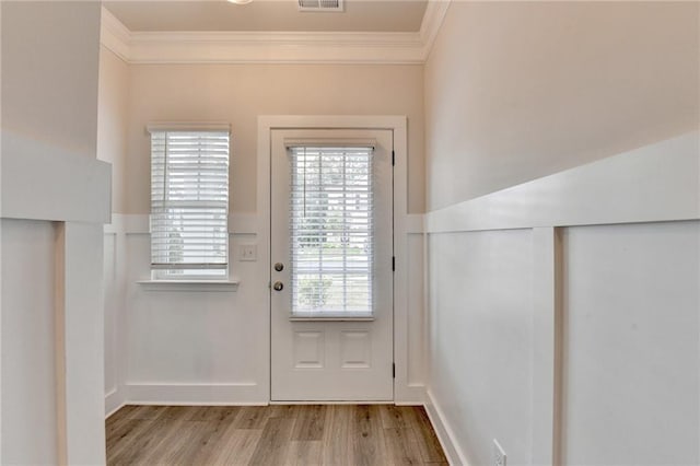 1431 Winding Ridge Trl, Buford, GA 30548 - doorway featuring ornamental molding and wood finished floors