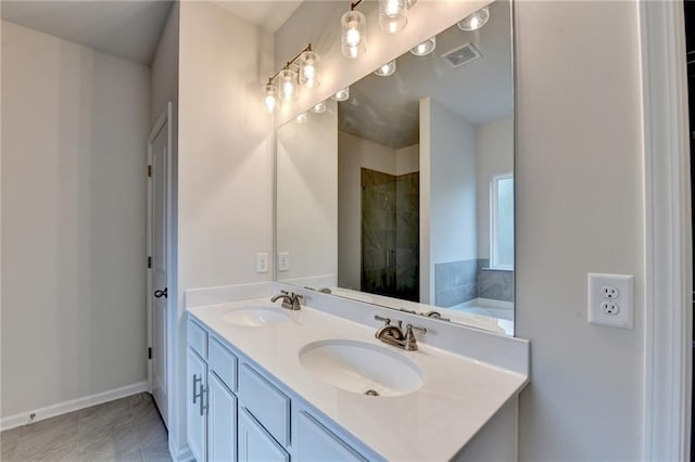 1431 Winding Ridge Trl, Buford, GA 30548 - full bath featuring double vanity, a stall shower, and a garden tub