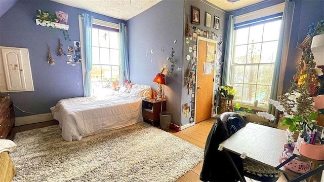 bedroom featuring a textured ceiling