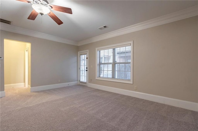 2767 Durham Dr NE, Atlanta, GA 30319 - carpeted empty room with crown molding, a ceiling fan, and baseboards