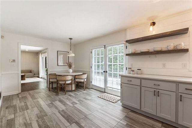 dining area featuring wood finished floors