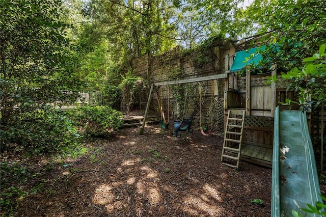 view of play area with fence