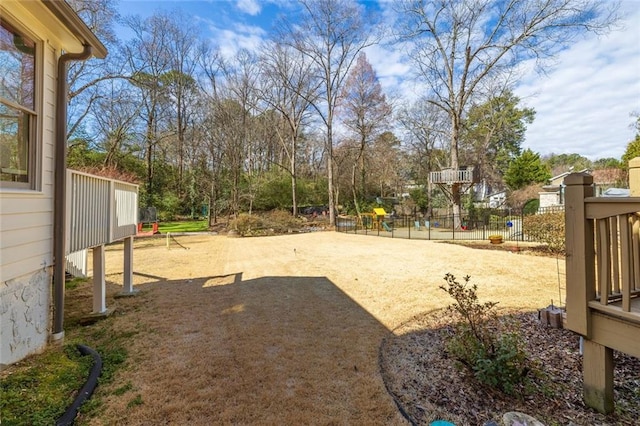 view of yard featuring fence