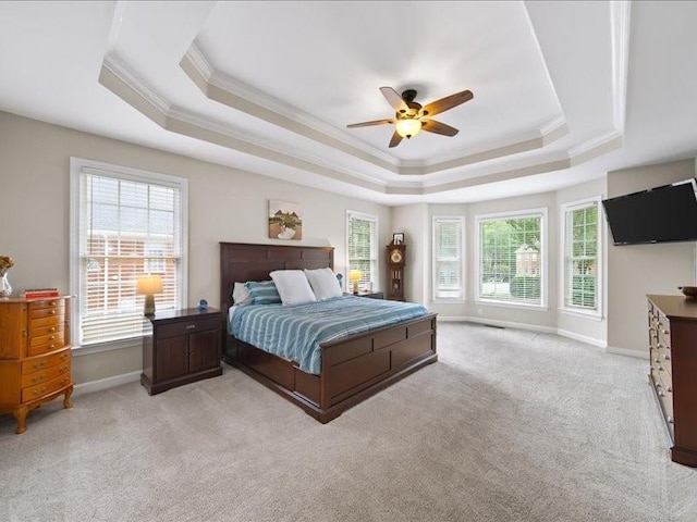 1630 Reindeer Rdg, Alpharetta, GA 30005 - bedroom with a raised ceiling, ornamental molding, multiple windows, and light carpet
