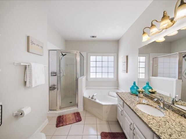1630 Reindeer Rdg, Alpharetta, GA 30005 - full bath with vanity, tile patterned floors, a shower stall, and a bath