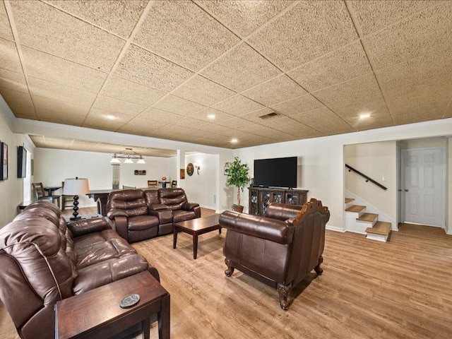 1630 Reindeer Rdg, Alpharetta, GA 30005 - living area with light wood-type flooring, stairs, and recessed lighting