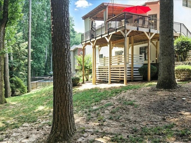 1630 Reindeer Rdg, Alpharetta, GA 30005 - rear view of property featuring a wooden deck and stairs
