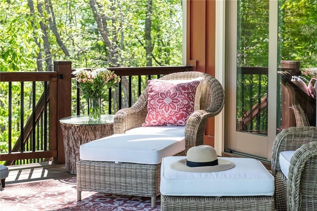 wooden balcony featuring a wooden deck