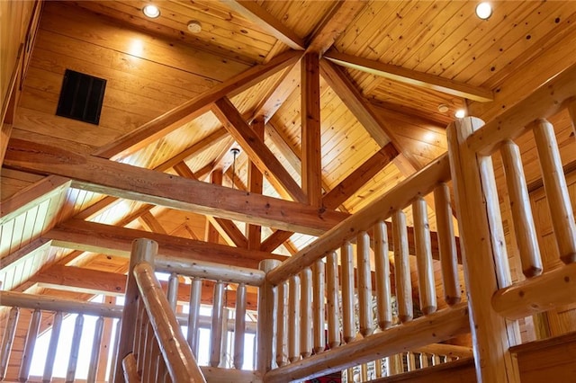 interior details with beamed ceiling and wooden ceiling