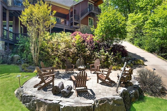 view of patio / terrace with a balcony