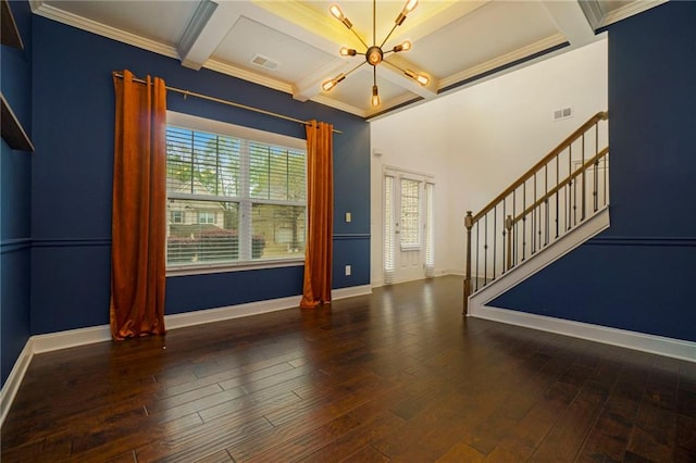 entrance foyer featuring ornamental molding and dark hardwood / wood-style floors