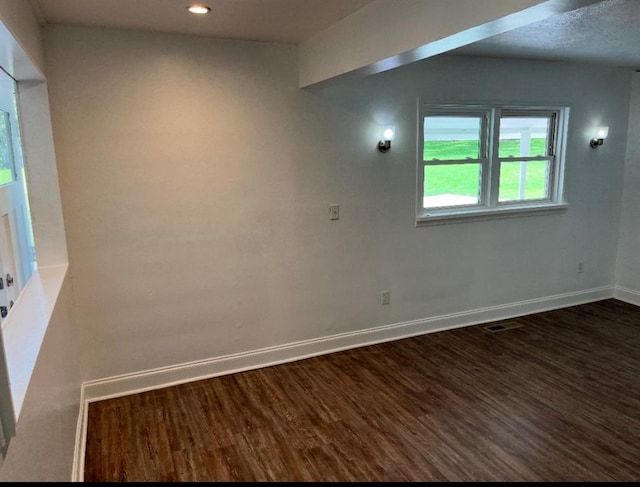 2888 Old Summerville Rd, Armuchee, GA 30105 - spare room with dark wood-type flooring, baseboards, and recessed lighting