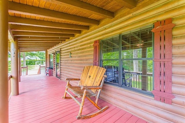 wooden deck featuring a porch