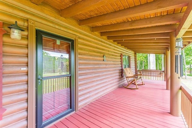 wooden deck featuring a porch