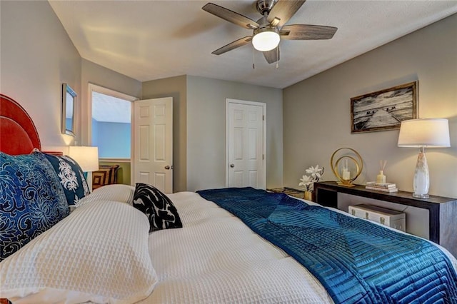 bedroom featuring ceiling fan