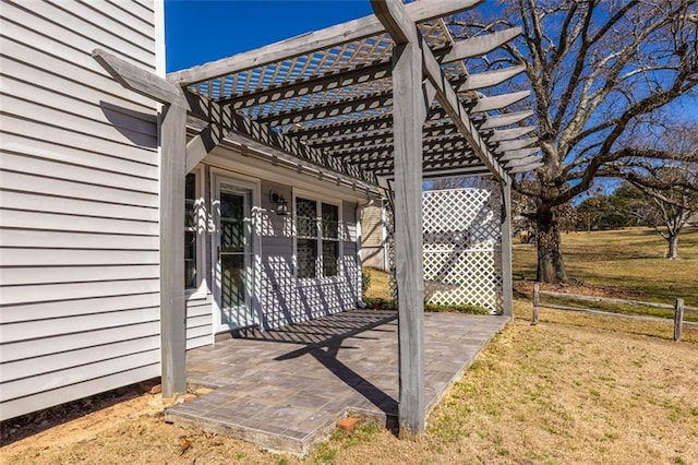 view of patio / terrace featuring a pergola