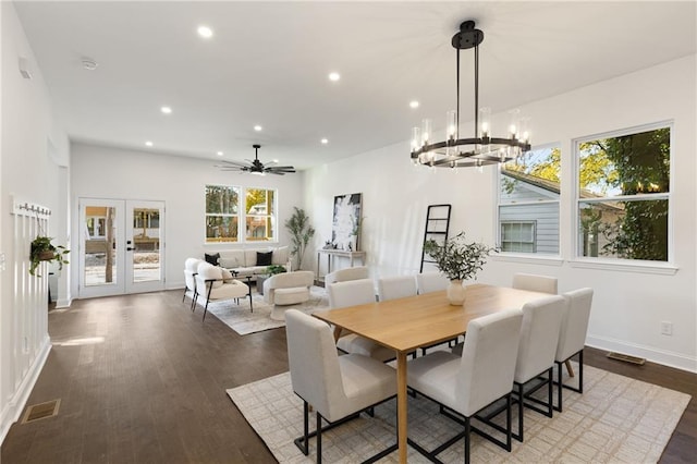 60 Newcastle St SW, Atlanta, GA 30314 - dining room with plenty of natural light, recessed lighting, dark wood-style floors, a chandelier, and ceiling fan