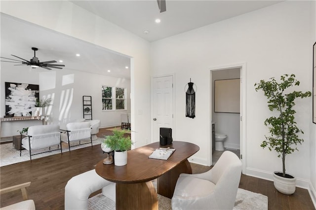 60 Newcastle St SW, Atlanta, GA 30314 - dining room with ceiling fan, wood finished floors, and recessed lighting