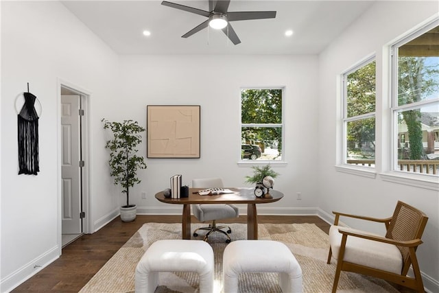 60 Newcastle St SW, Atlanta, GA 30314 - office with healthy amount of natural light, dark wood finished floors, ceiling fan, and recessed lighting