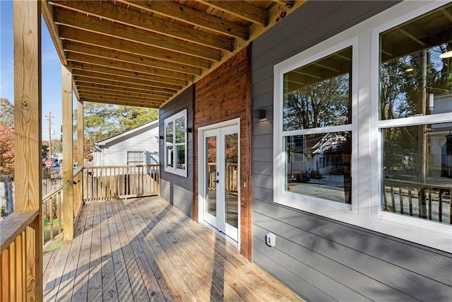 deck featuring french doors